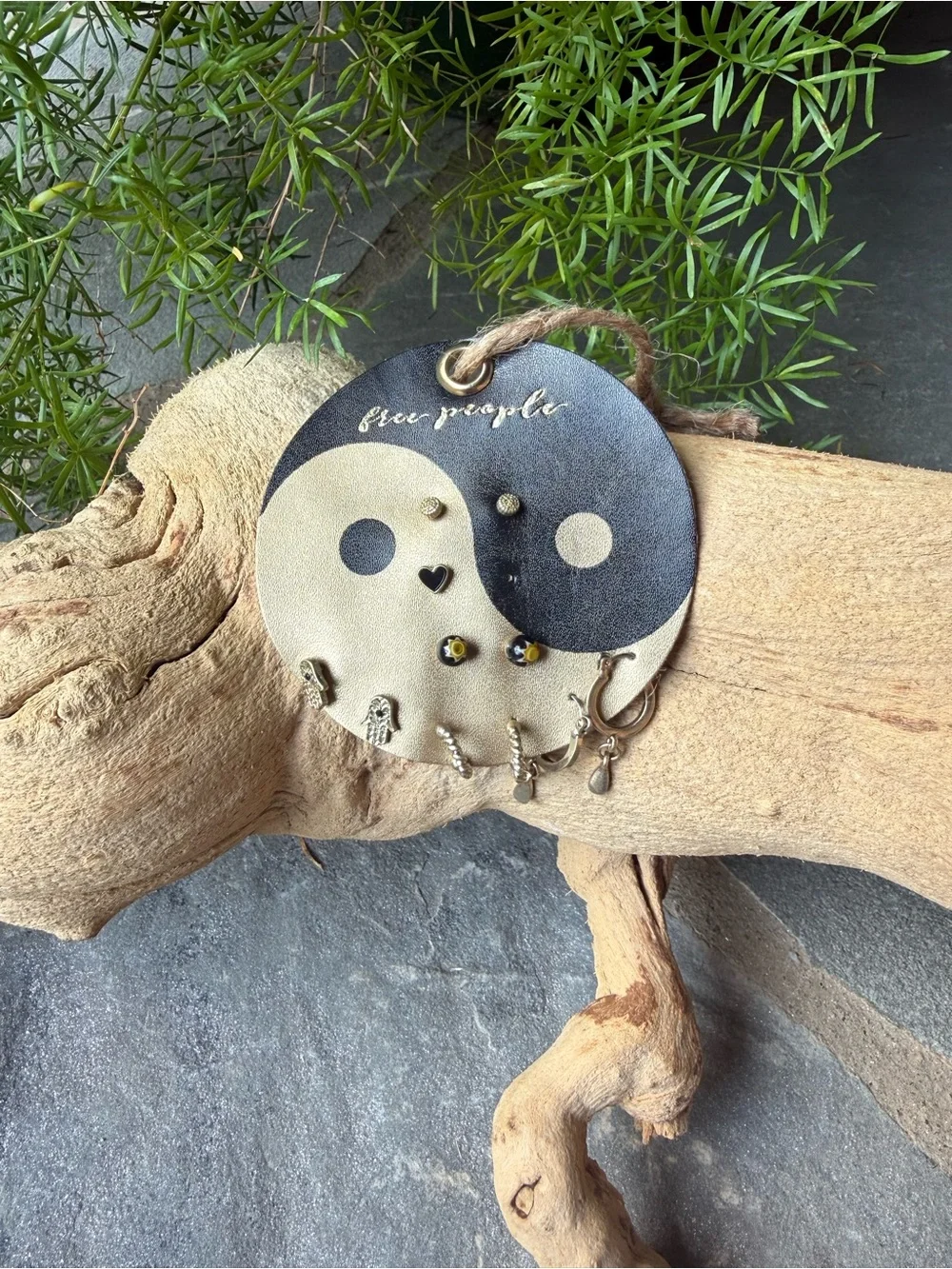 New🌟Free People Black and Cream Yin Yang Earring Set